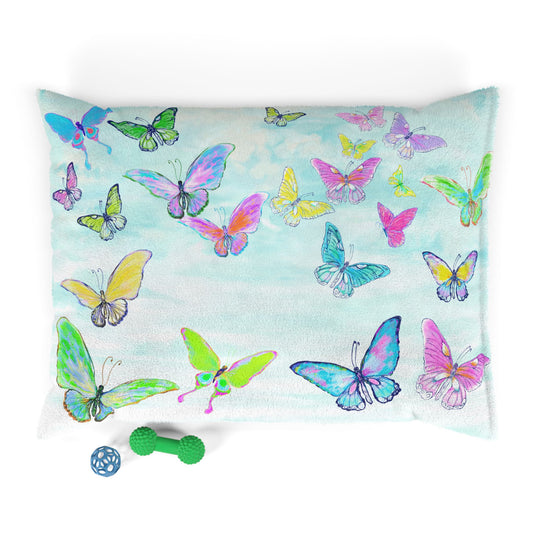 Dogi Butterfly Flutter Pet Bed Colorful Butterflies Aqua Sky