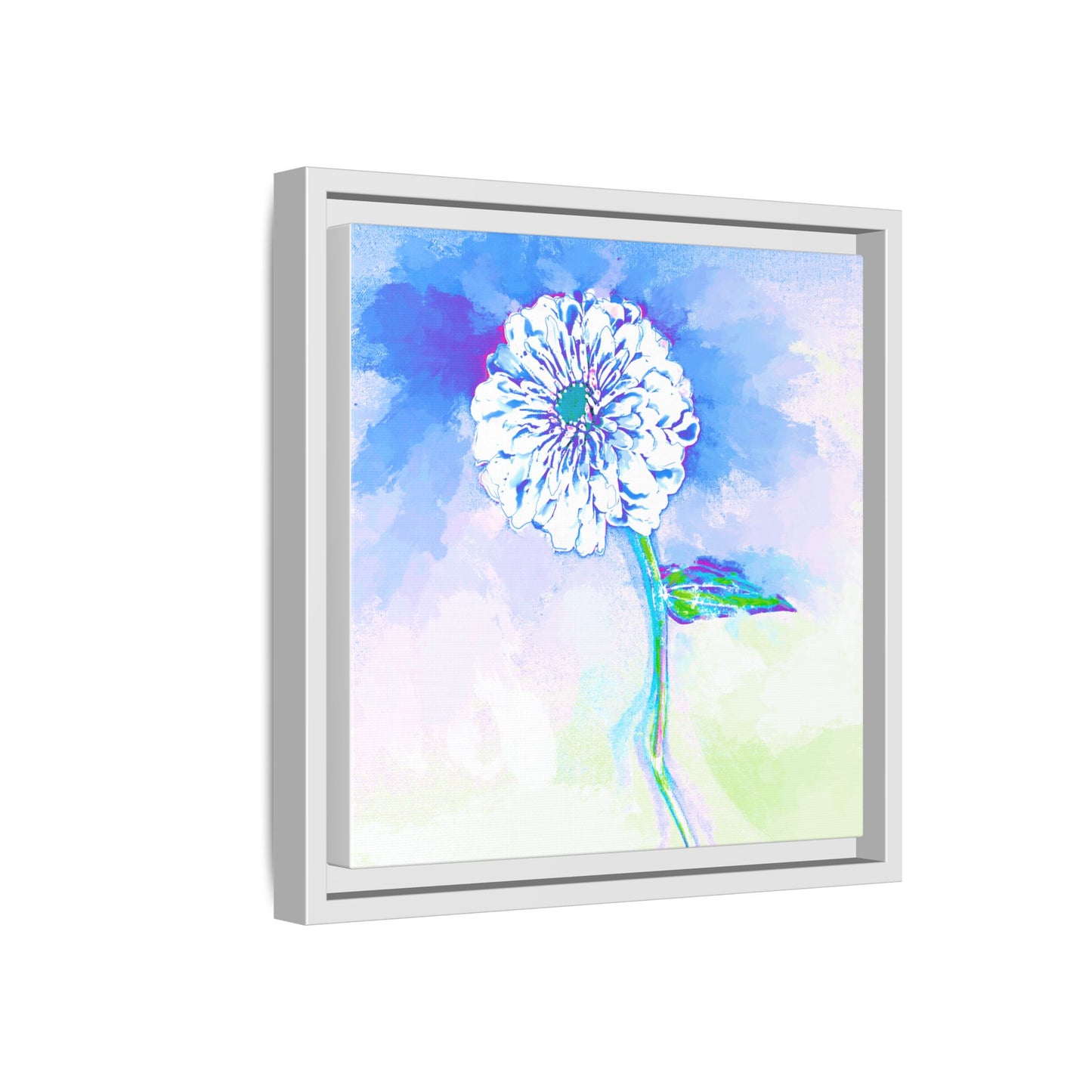 Zinnia Color Splash Matte Canvas Ultramarine Framed