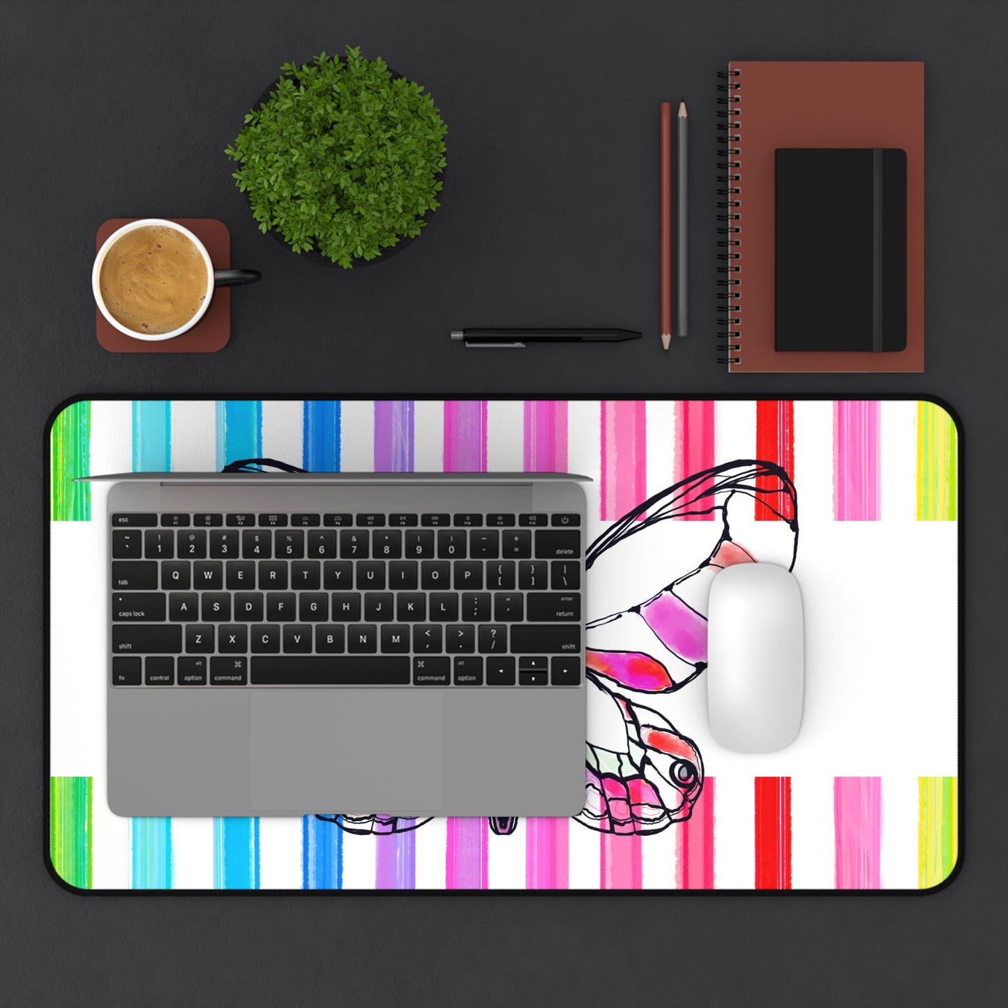 Office Flutterstripe Desk Mat with Multi-color Stripes