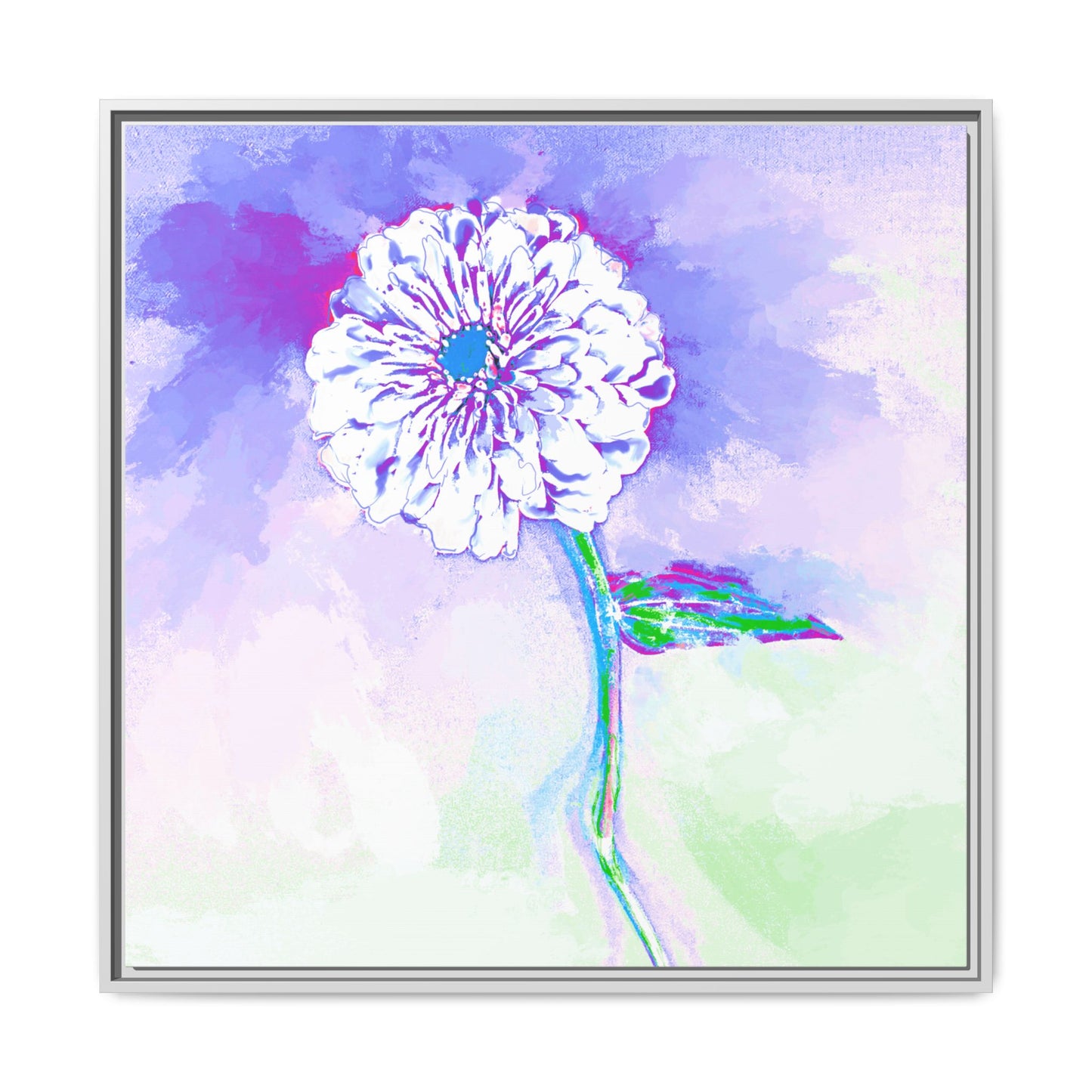Zinnia Color Splash Matte Canvas Purple Framed