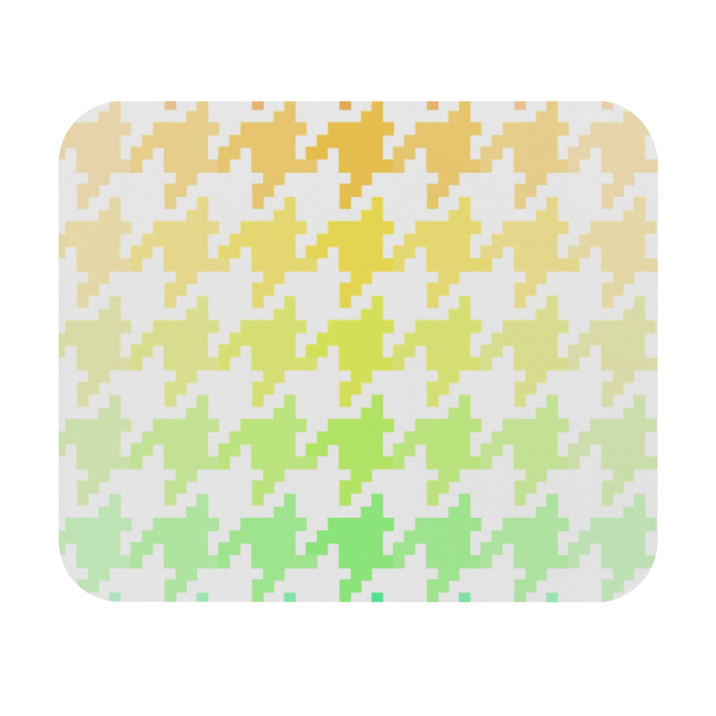 Houndstooth Fun in Green and Orange Mouse Pad