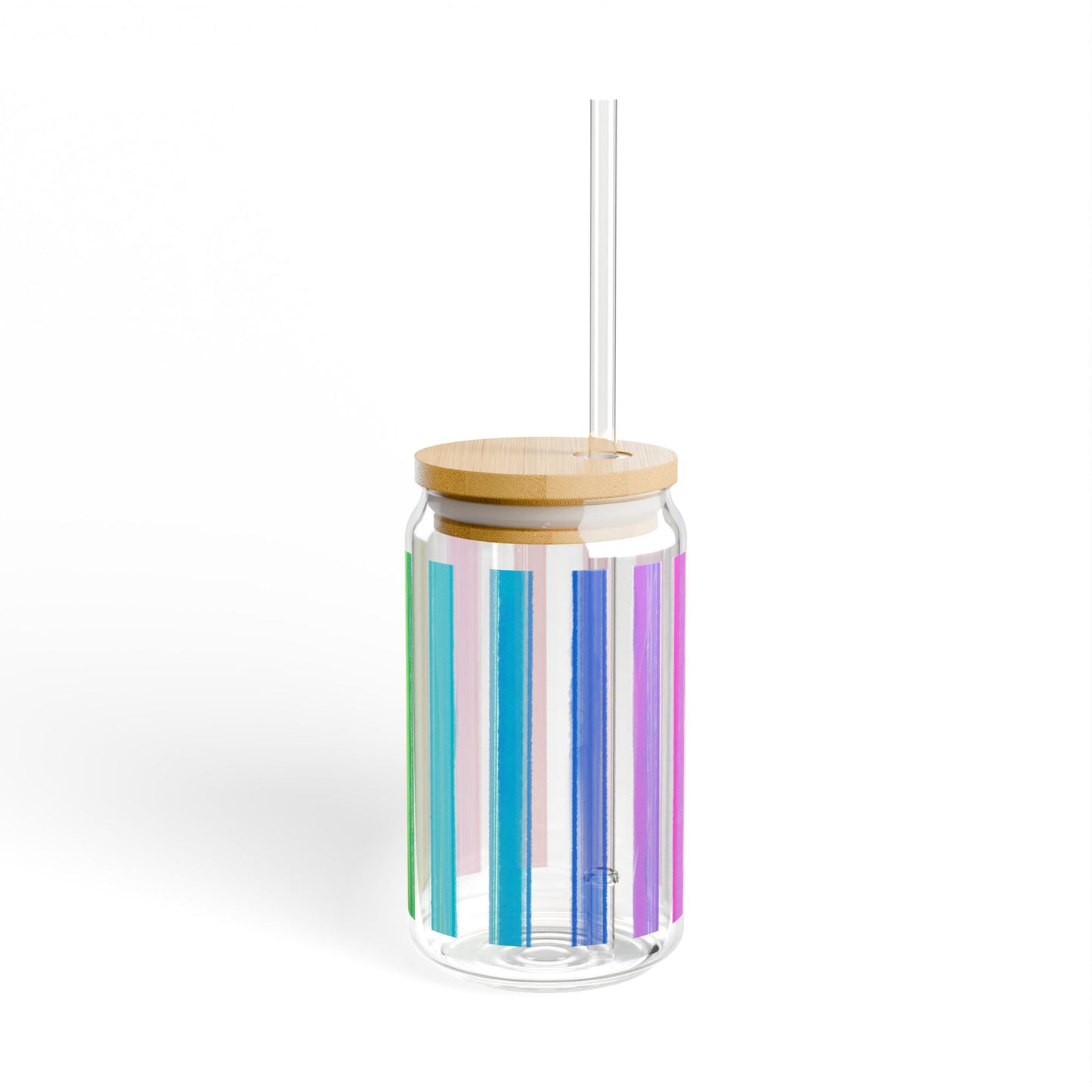 Rainbow Stripe Sipper Glass, 16oz