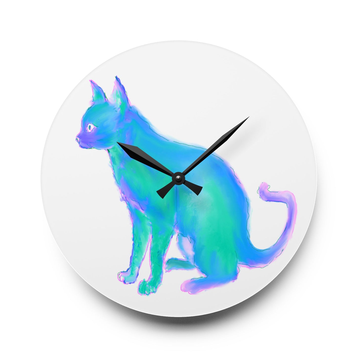 Colorful Dogs & Cats Wall Clock in Blue and Green