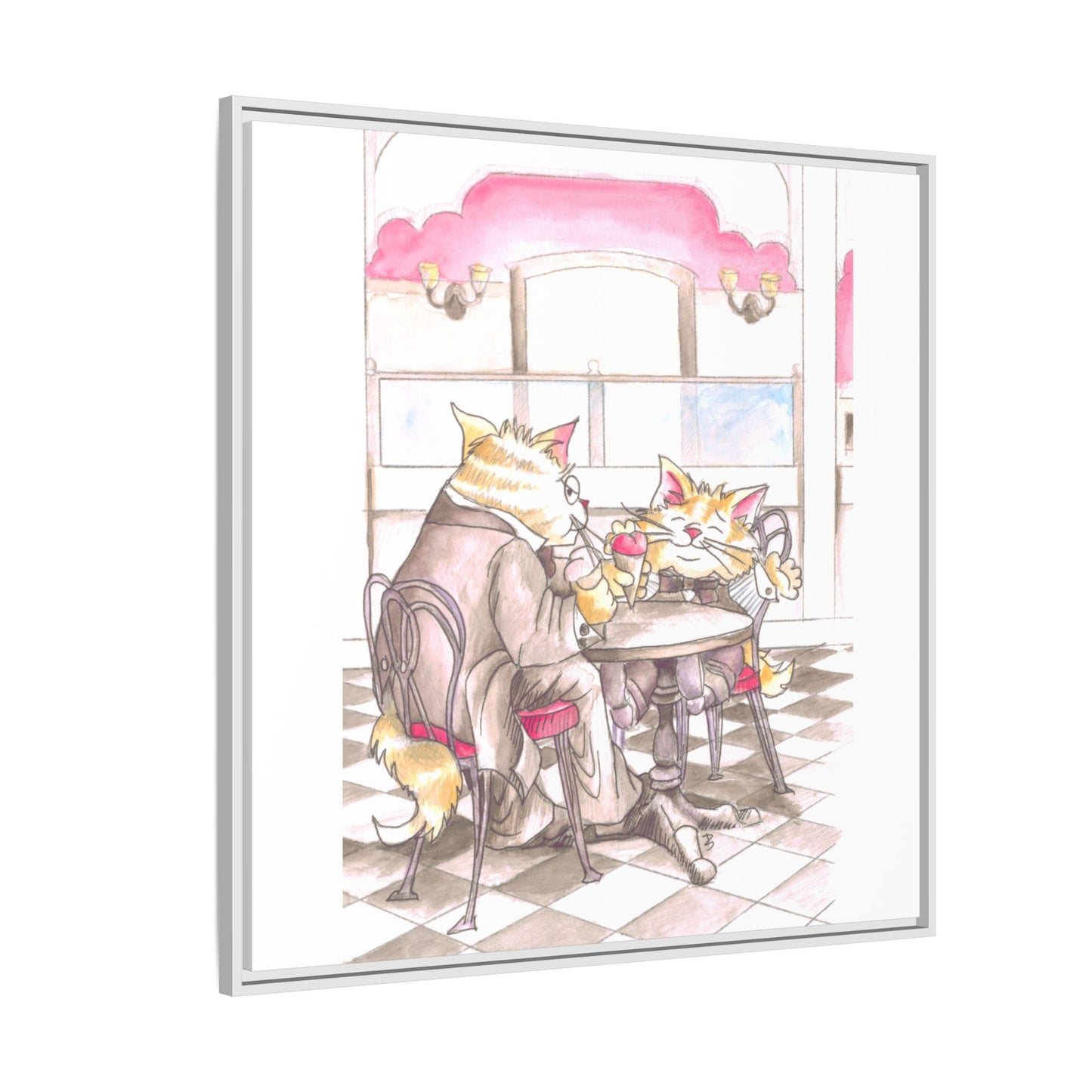 Kitty Fun Matte Canvas Framed