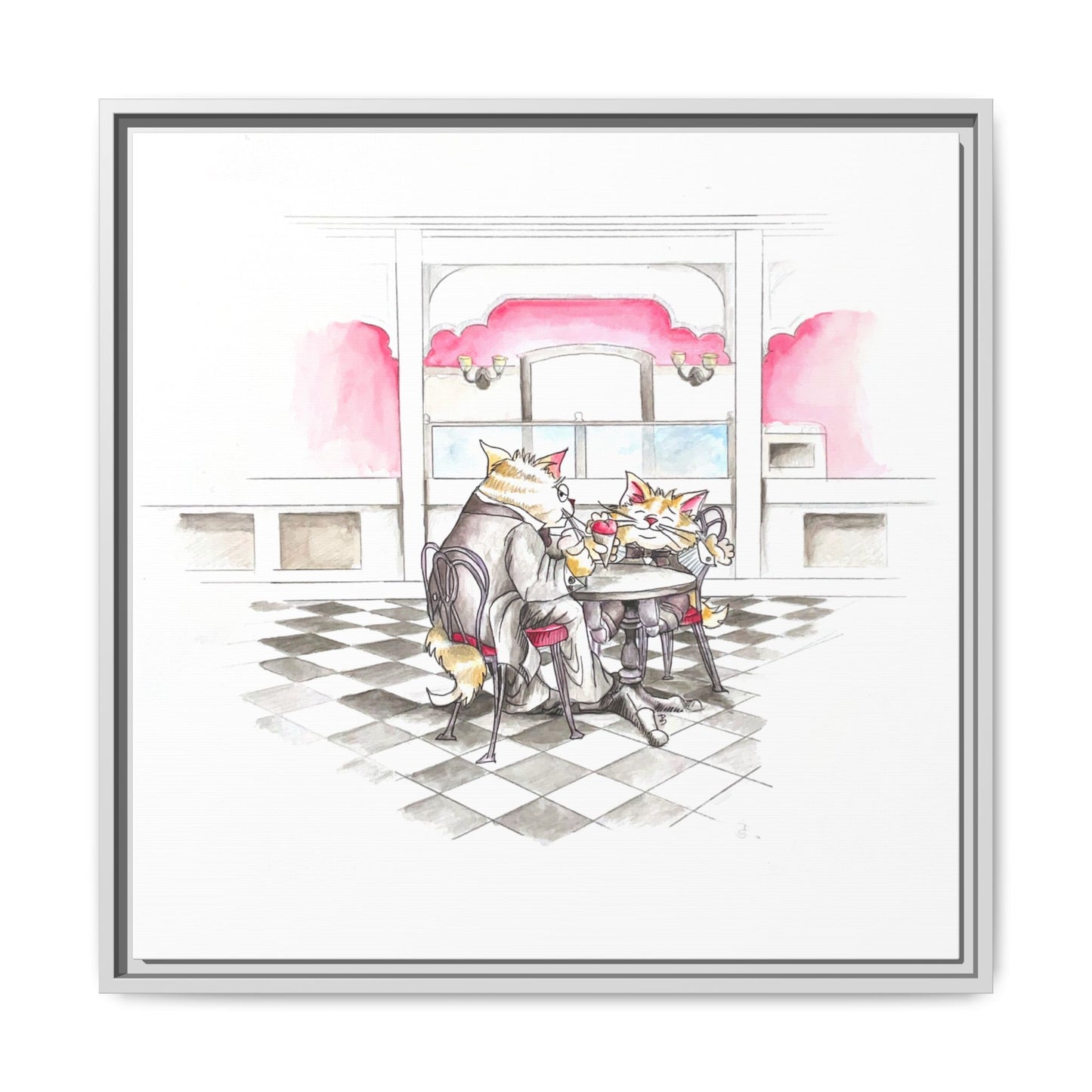 Kitty Fun Matte Canvas Framed