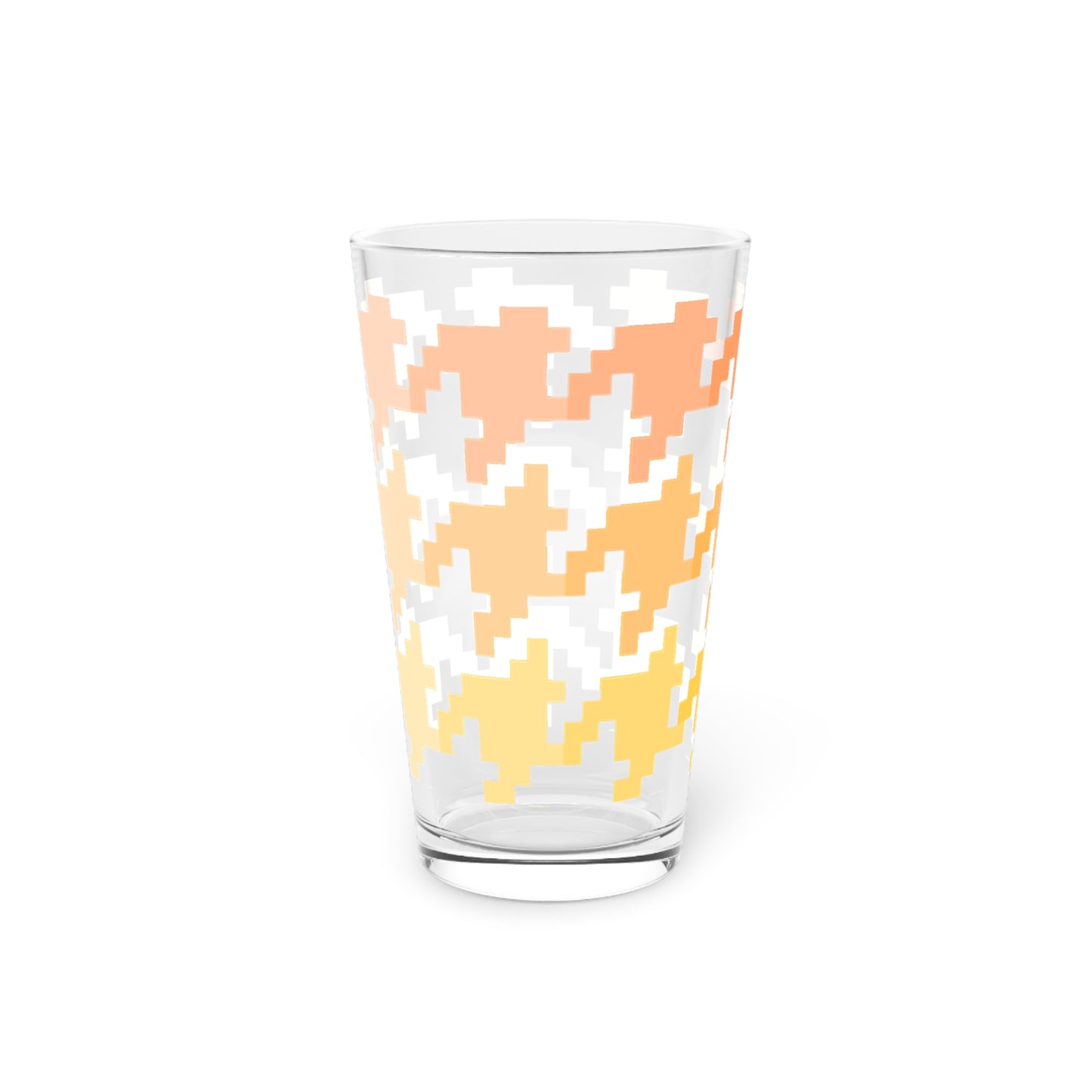 Houndstooth Fun in Orange, Pint Glass, 16oz