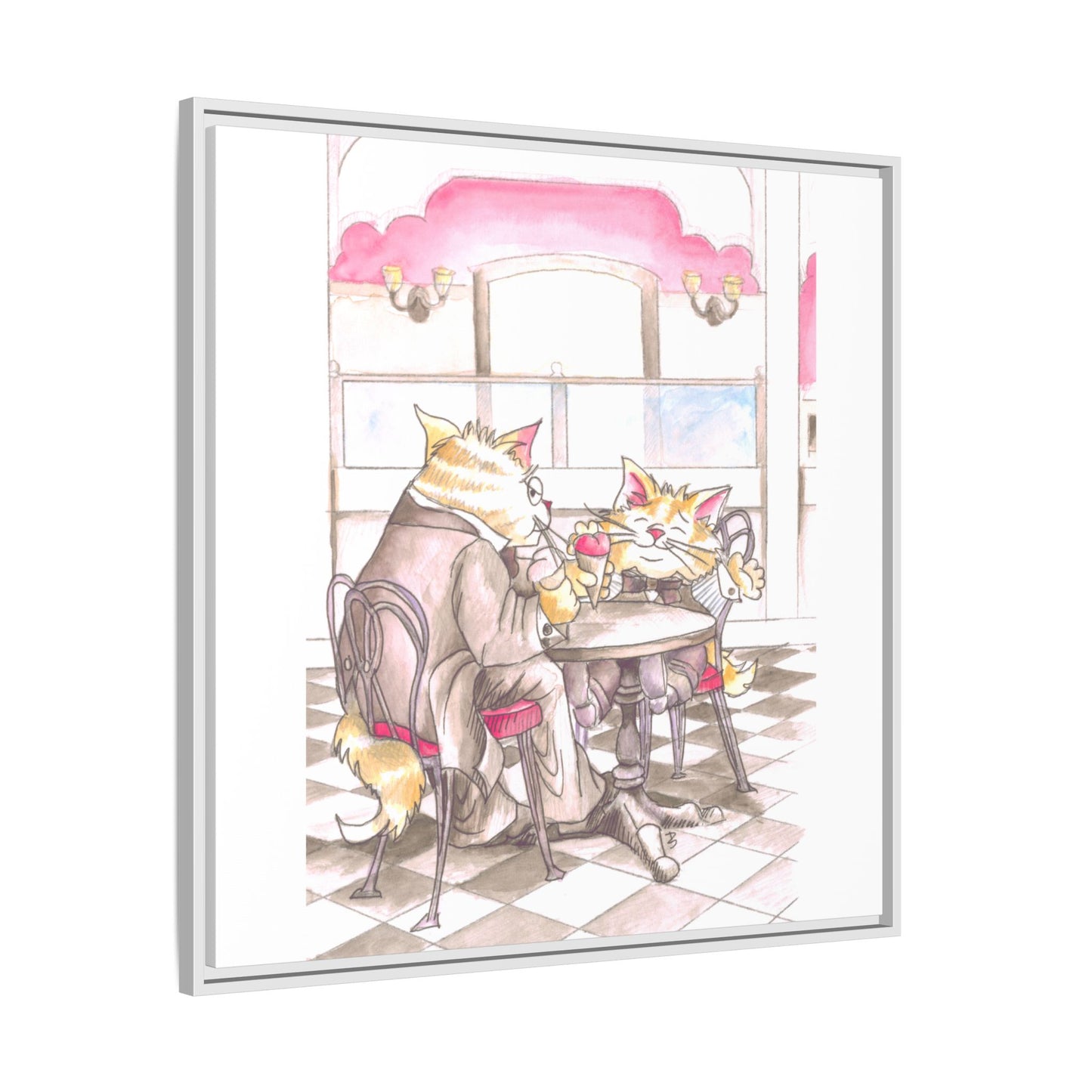 Kitty Fun Matte Canvas Framed