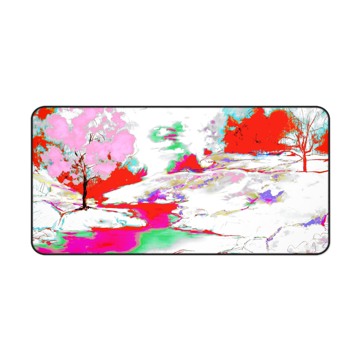 Joyful Landscapes Desk Mat, Yellow and Blue