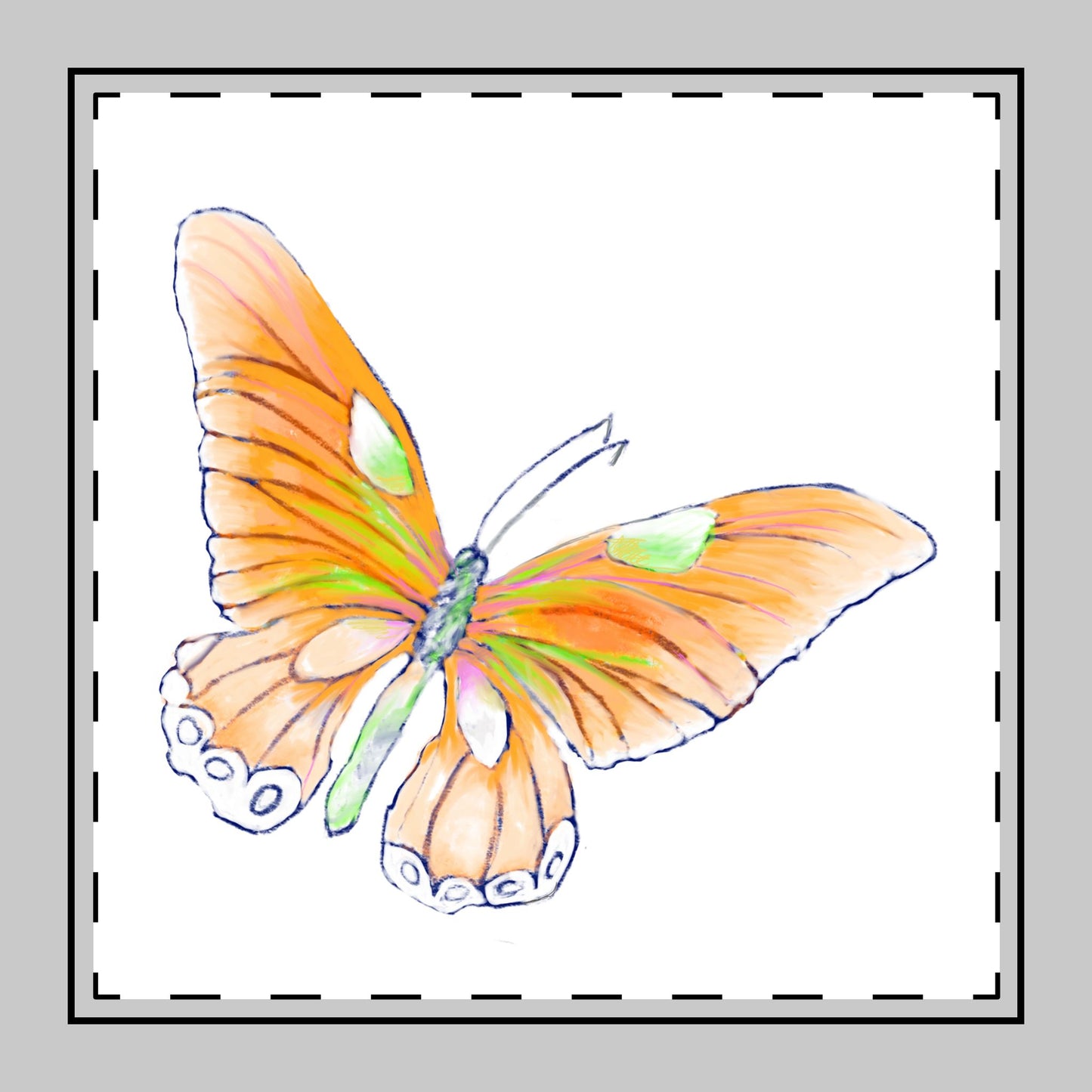 Butterfly Swing Cotton Twill Napkin, Orange, Fabric Background Creamier White