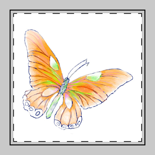 Butterfly Swing Cotton Twill Napkin, Orange, Fabric Background Creamier White