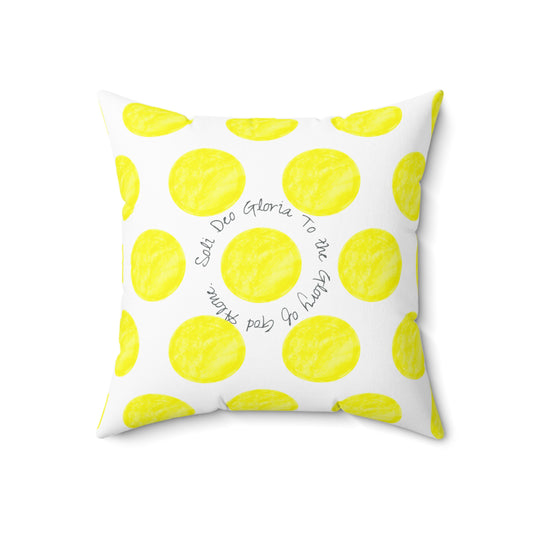 Polka Dot Joy Polyester Square Pillow “Soli Deo Gloria…”