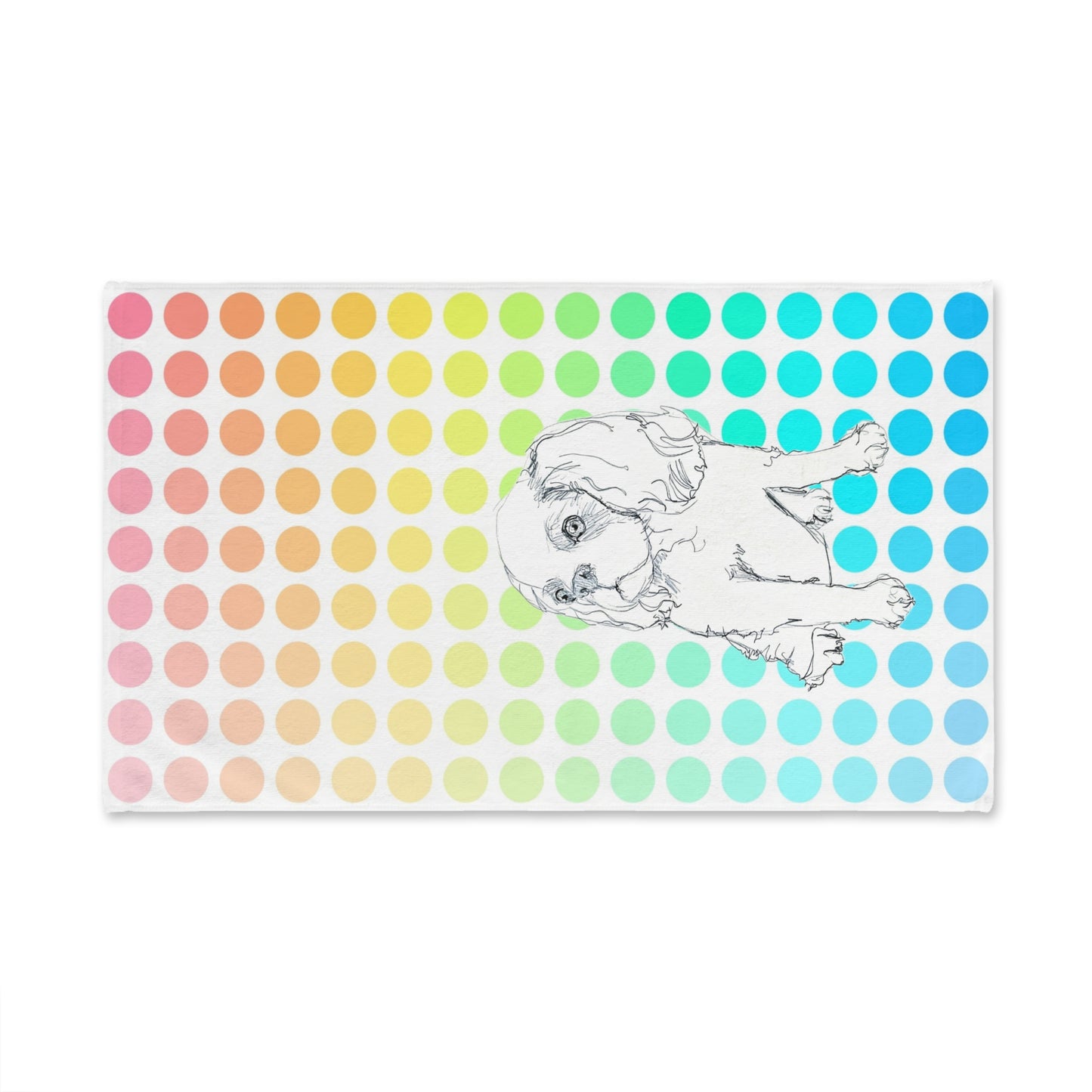 Dogi Fun Hand Towel, Cocker Spaniel and Multi-Color Polka Dots