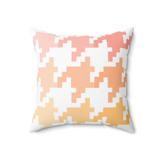 Hounds Tooth Fun  Pillow Pink/Orange