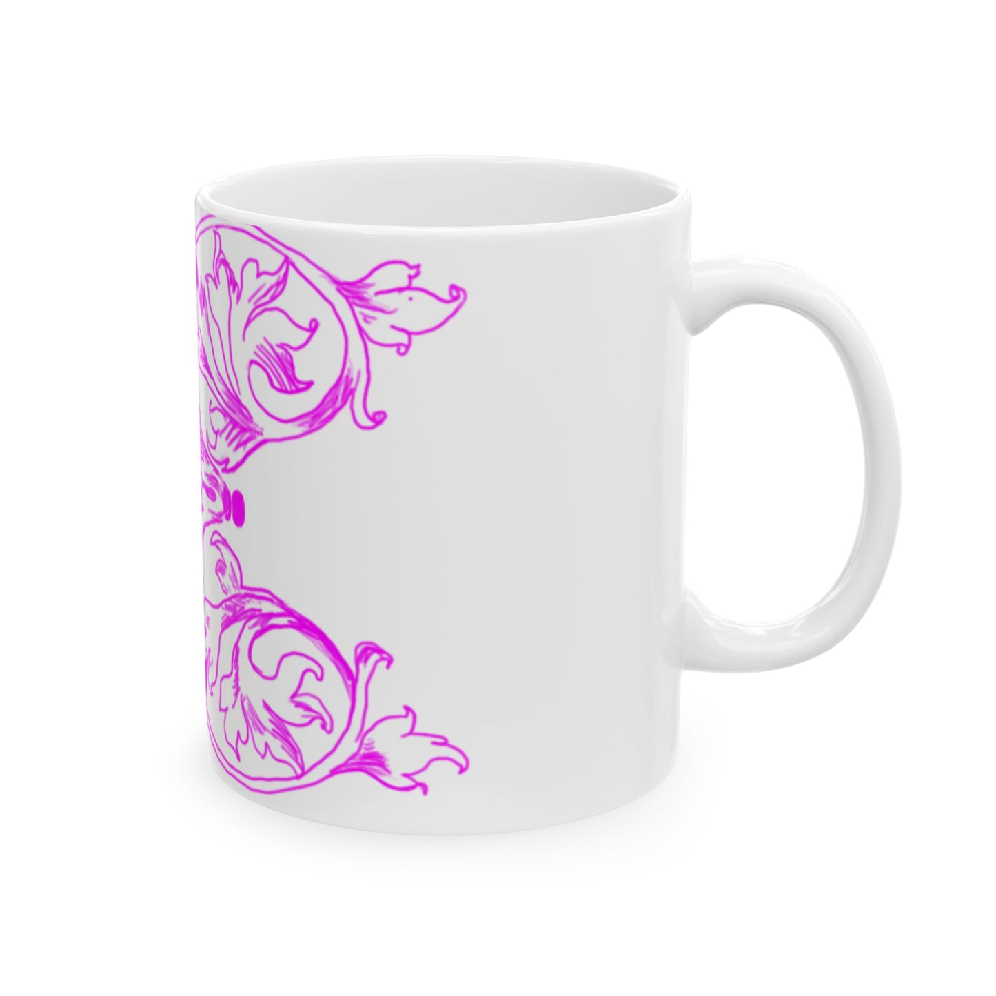 Scrollwork Ceramic Mug Raspberry
