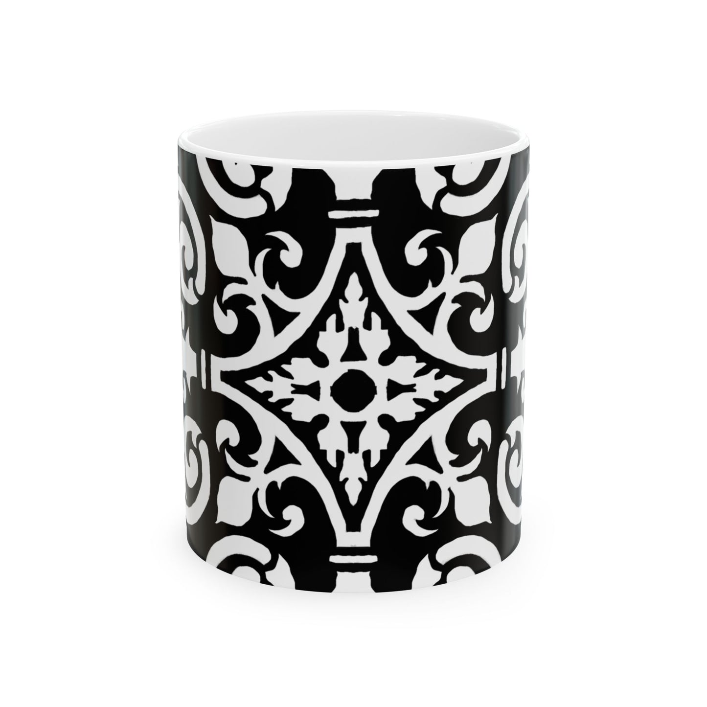 Scrollwork Ceramic Mug Black