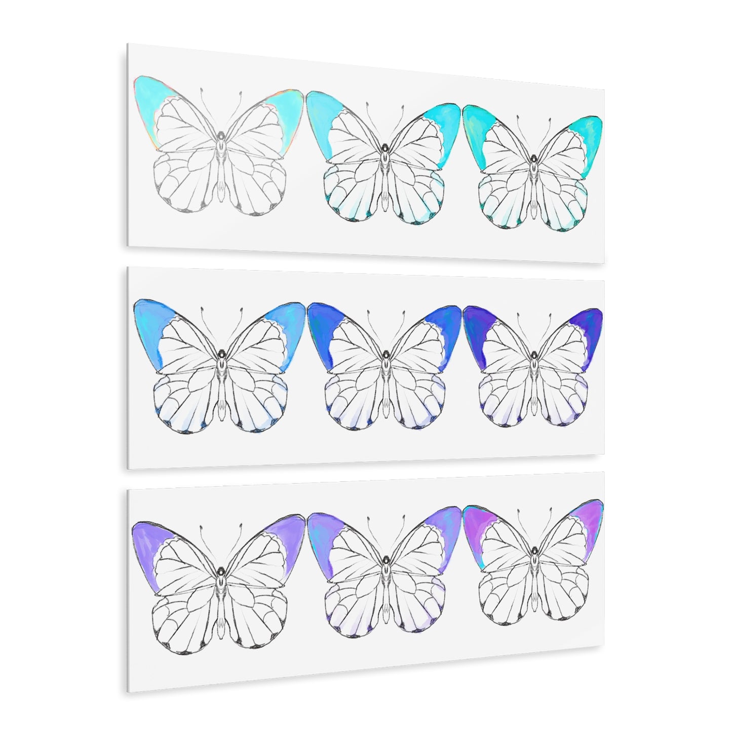 Chroma Acrylic Prints (Triptych) Aqua Blue Purple