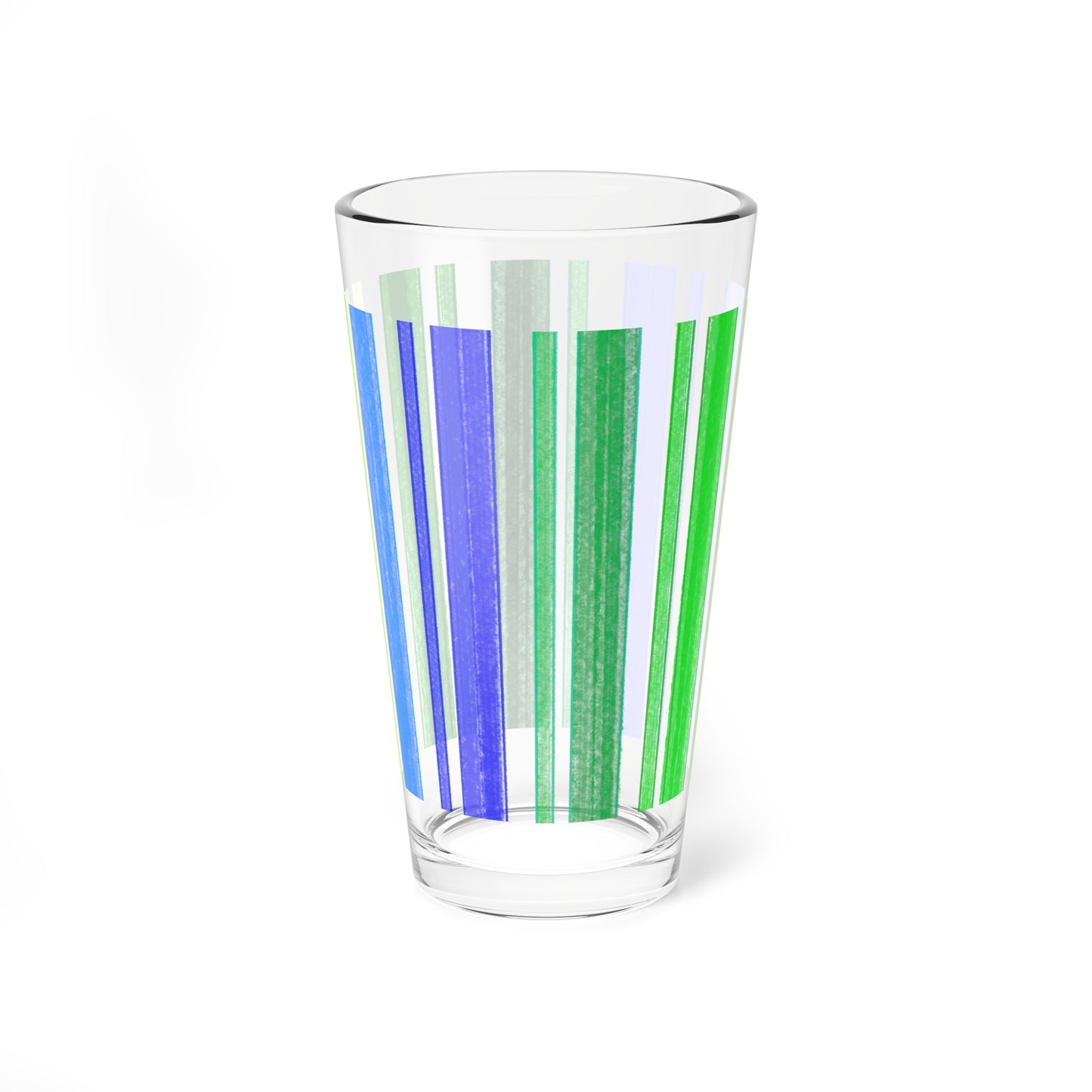 Mixing Glass, 16oz Blue & Green Watercolor Stripes