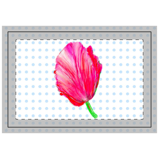 Vibrant Tulips Quilted Placemat Small Blue Polka Dots