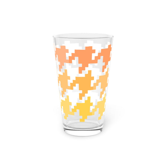 Houndstooth Fun in Orange Pint Glass, 16oz