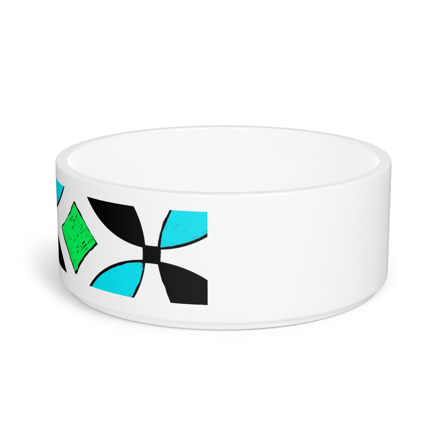 Pet Bowls Vintage Tile Green, Aqua and Black
