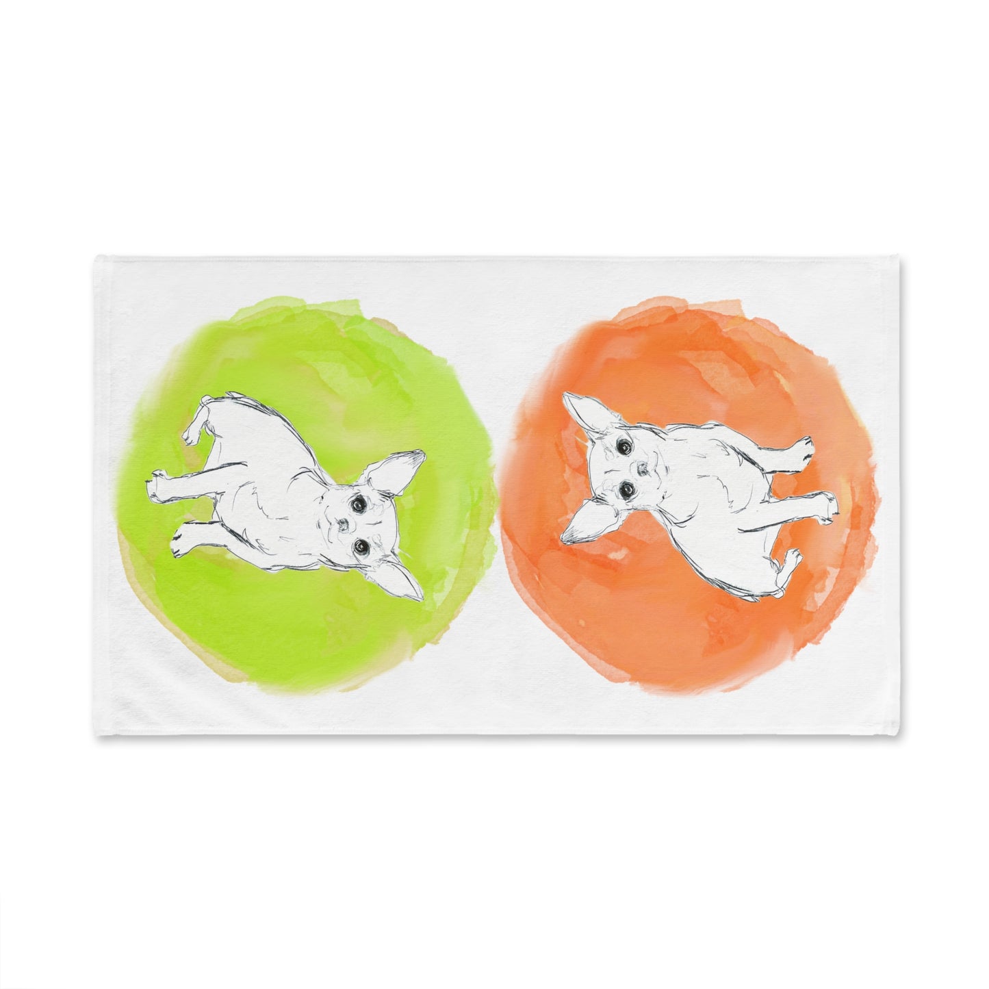 Dogi Fun Circles and Chihuahuas Hand Towel in Orange and Chartreuse