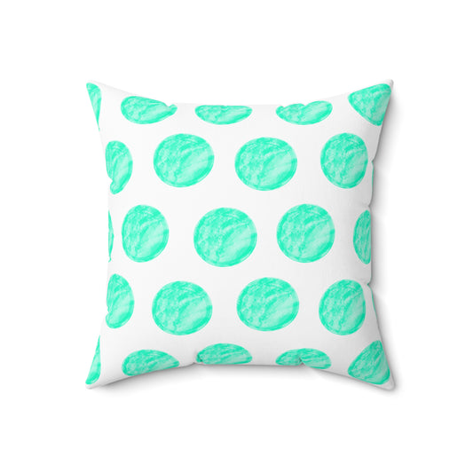 Polka Dot Palette Polyester Square Pillow Aqua