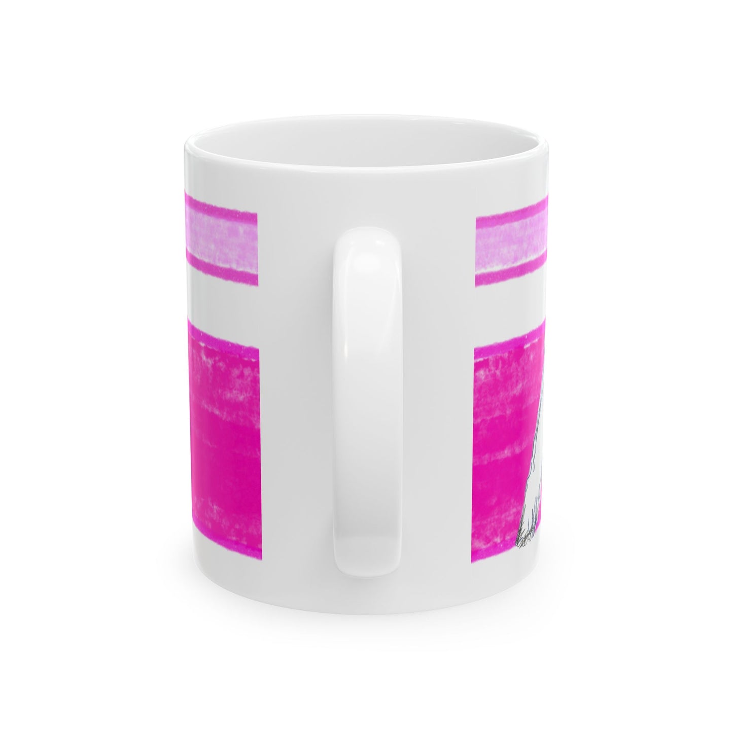 Mega Stripe Dogi Butterfly Flutter Ceramic Mug, (11oz, 15oz),  Raspberry Pink Schnauzer