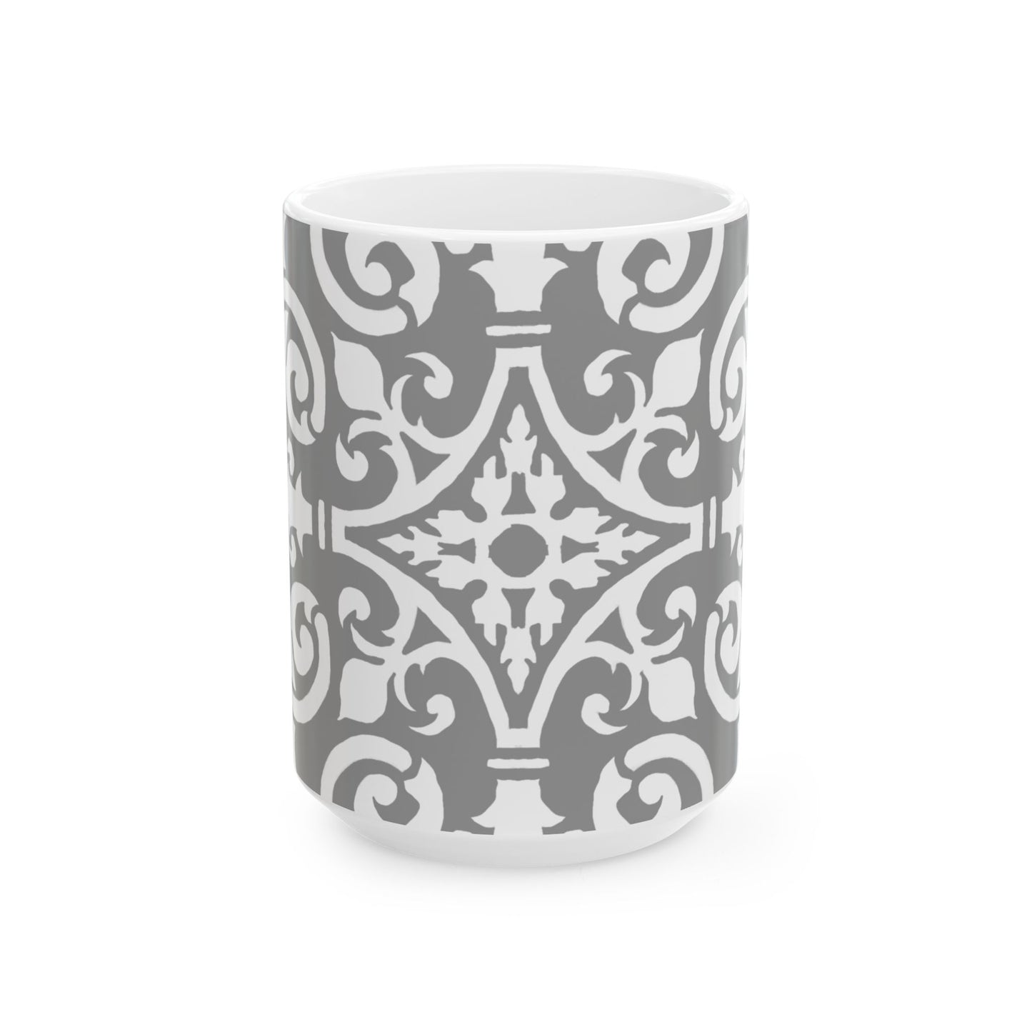 Scrollwork Ceramic Mug Gray