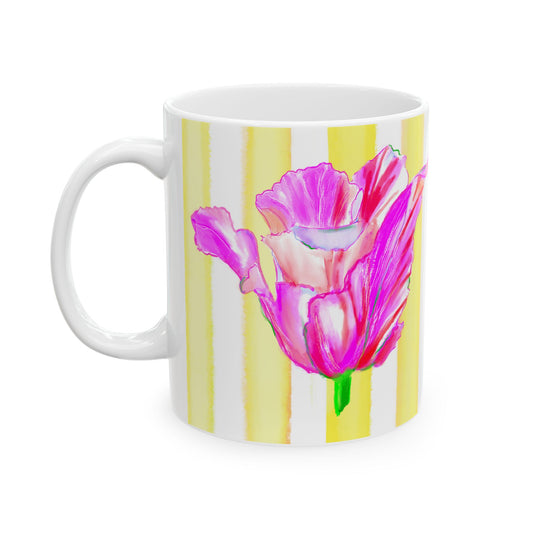 Dancing Tulips Mug Yellow Raspberry