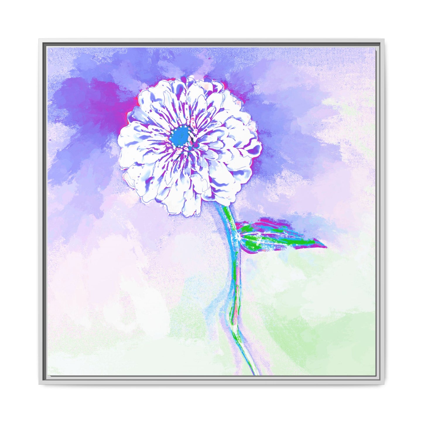 Zinnia Color Splash Matte Canvas Purple Framed