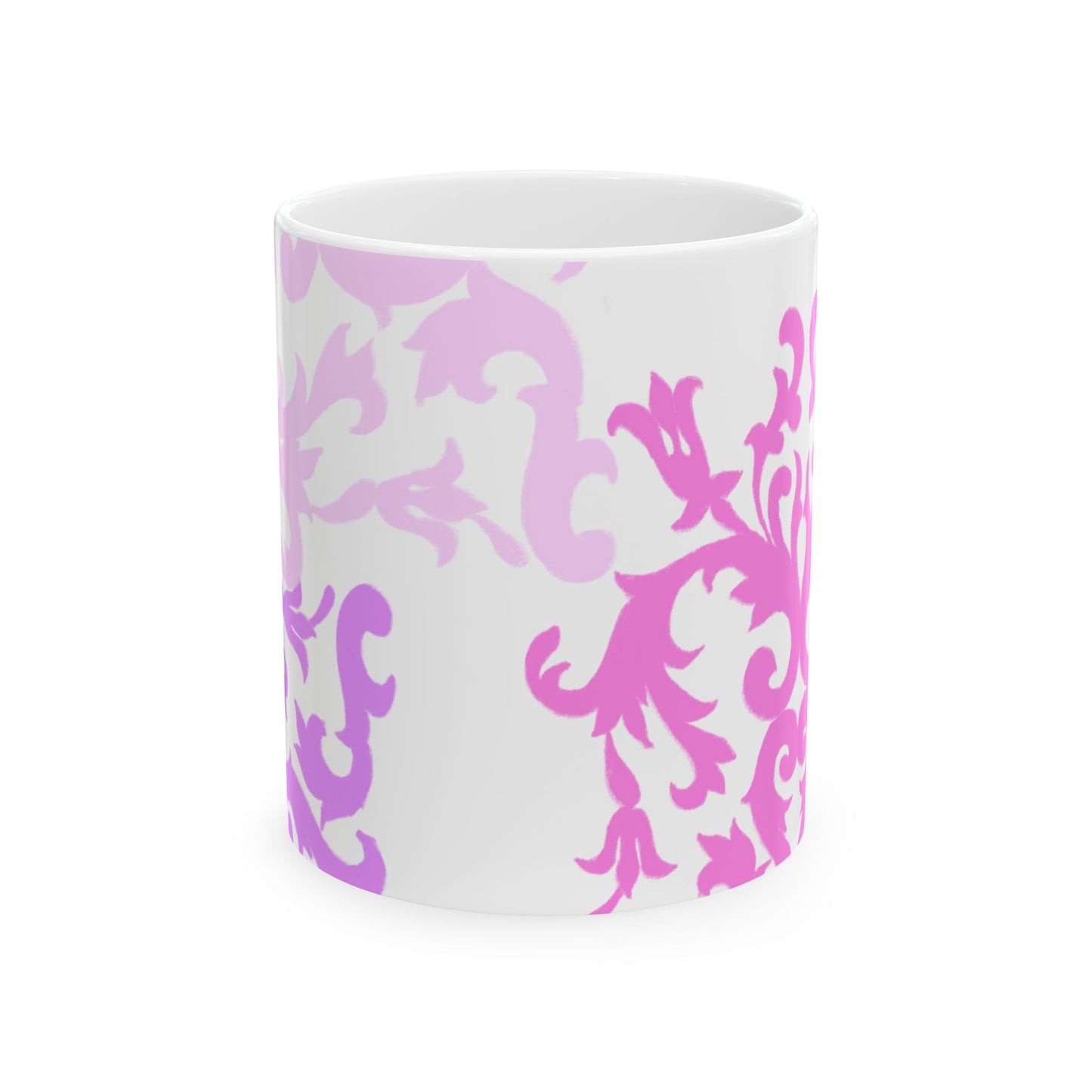 Scrollwork Ceramic Mug Pink Purple