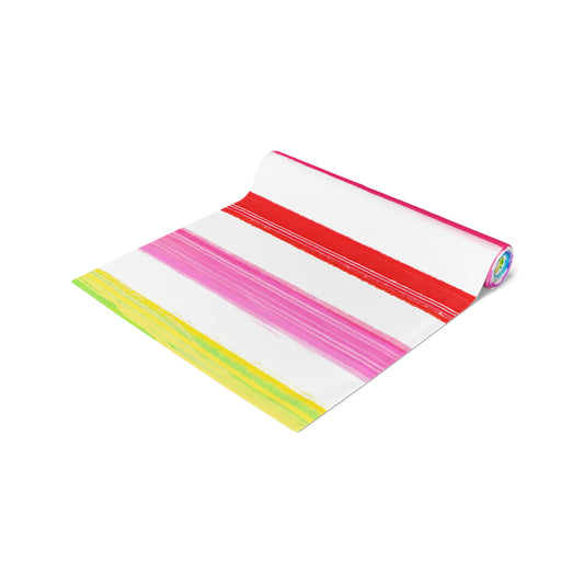 Watercolor Stripe Table Runner, Multi color 16" x72"
