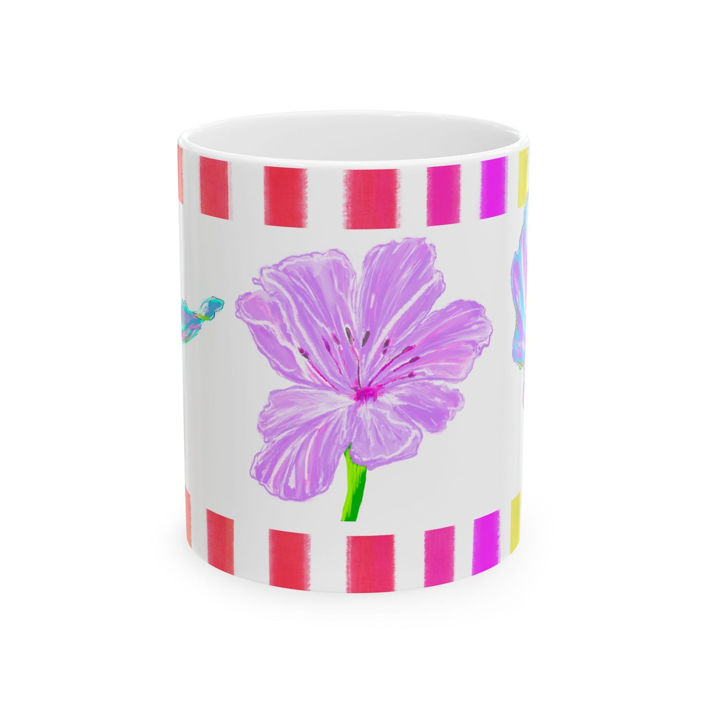 Tulip Love Ceramic Mug, (11oz, 15oz) Lilac, Aqua