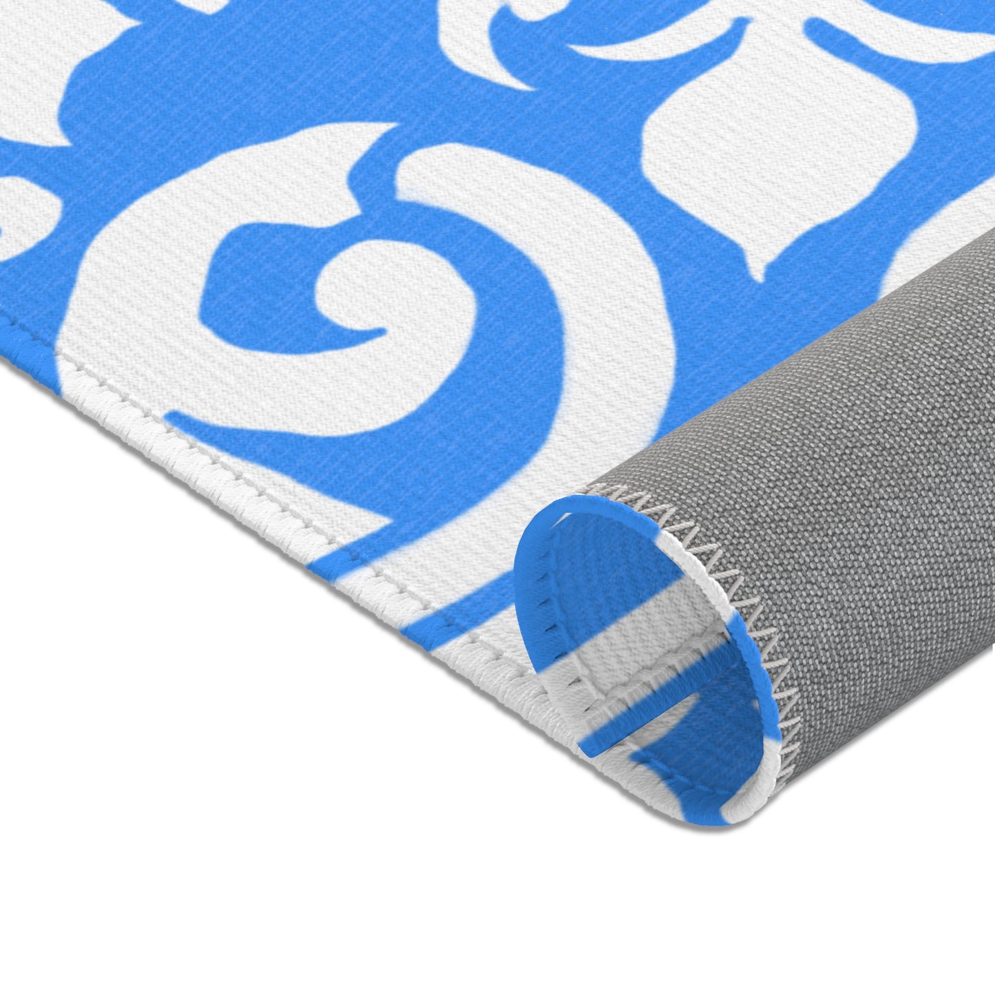 Scrollwork Indoor/Outdoor Rug Blue "Sola Gratia..."