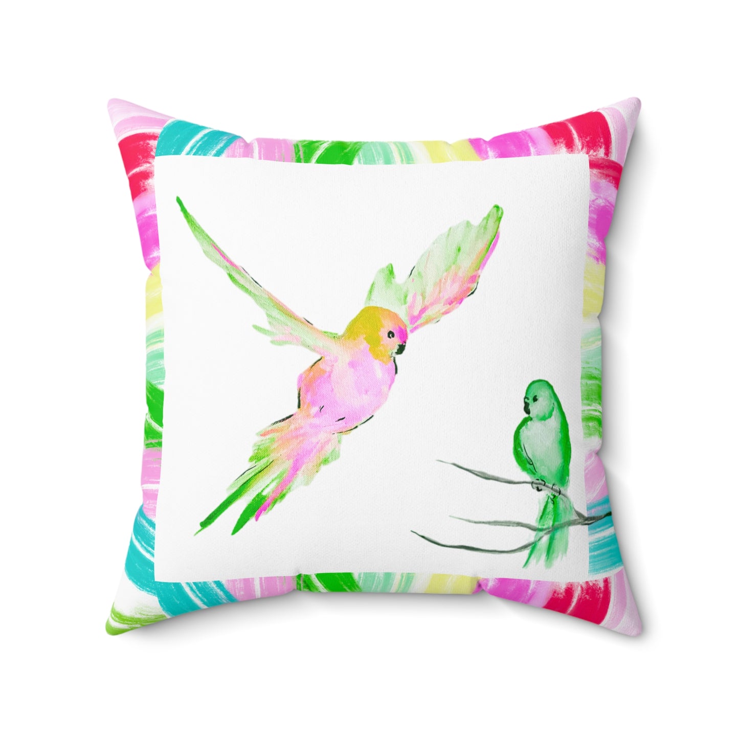 Mega Dot Polyester Square Pillow Birds