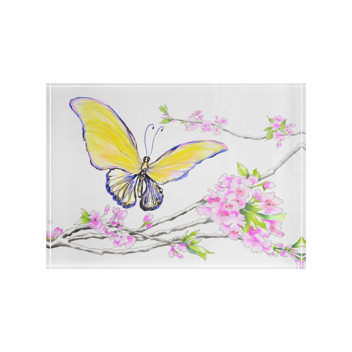 Blossom Whirl Acrylic Block Yellow