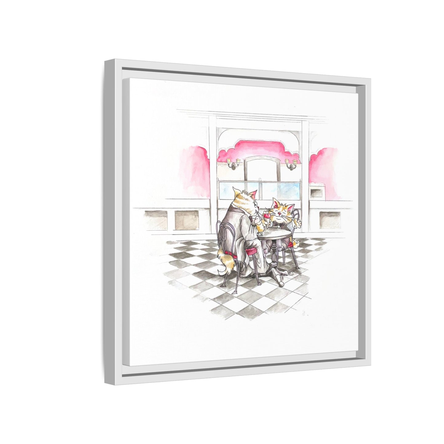 Kitty Fun Matte Canvas Framed