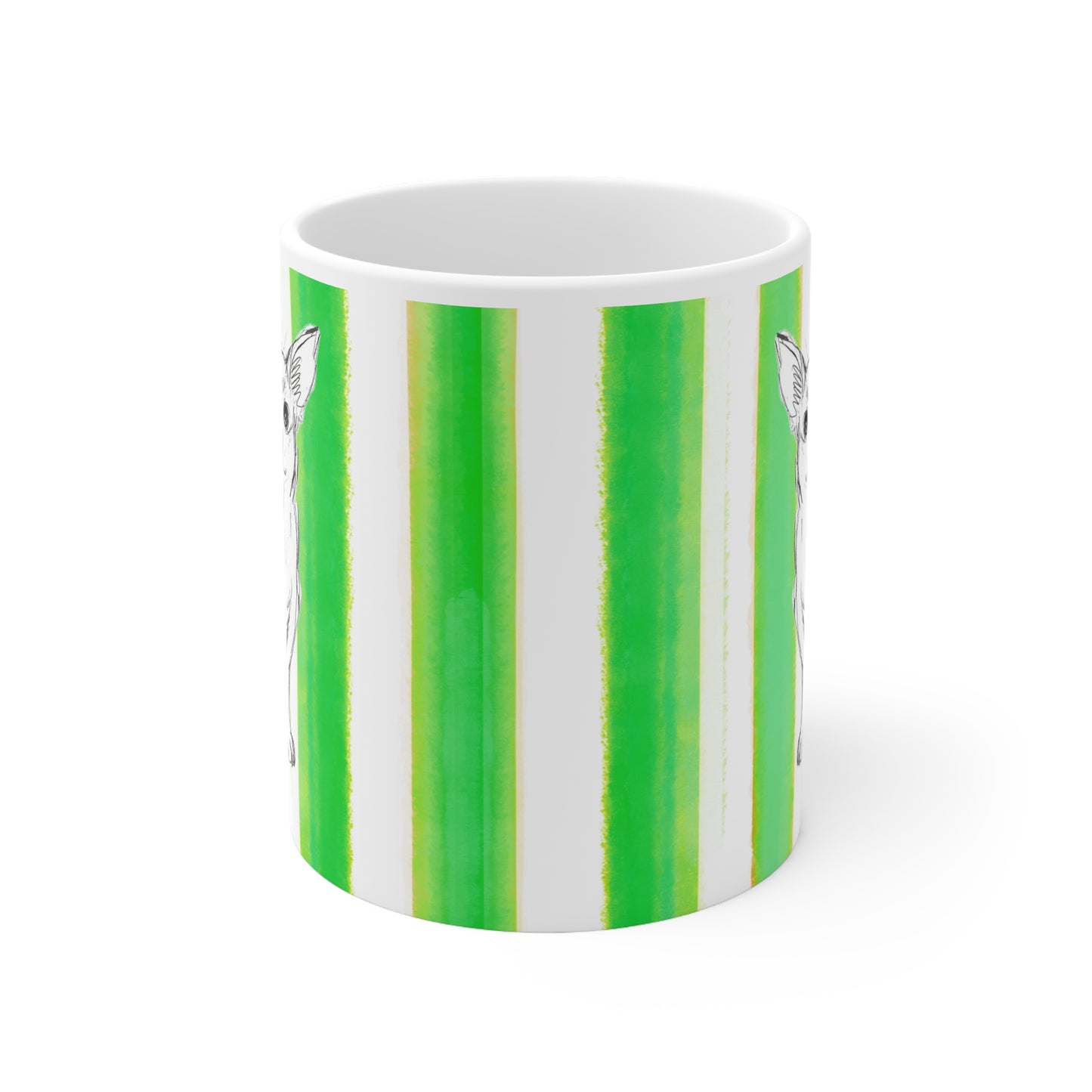 Dogi Fun Ceramic Mug in Dark Green Chihuahuas