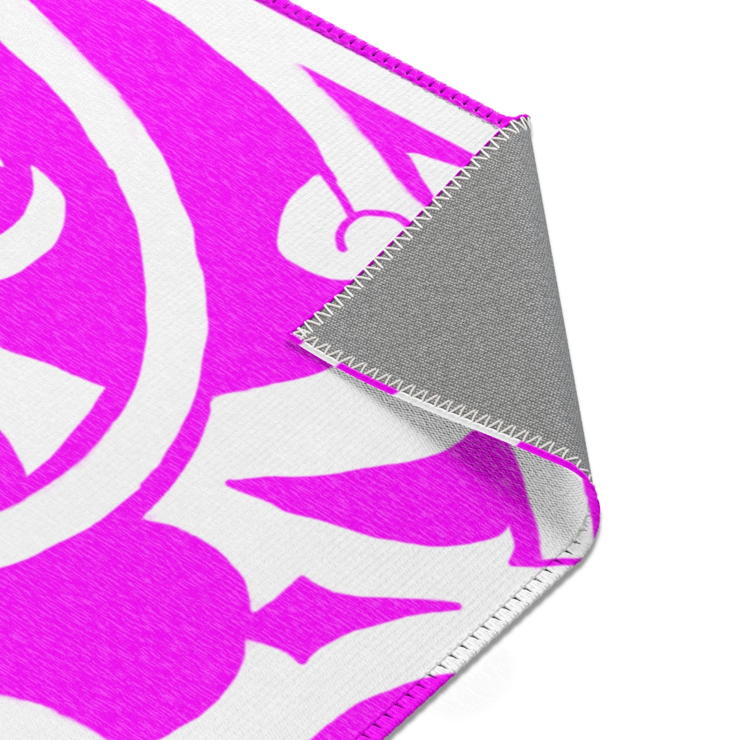 Scrollwork Indoor/Outdoor Rug Raspberry "Soli Deo Gloria..."