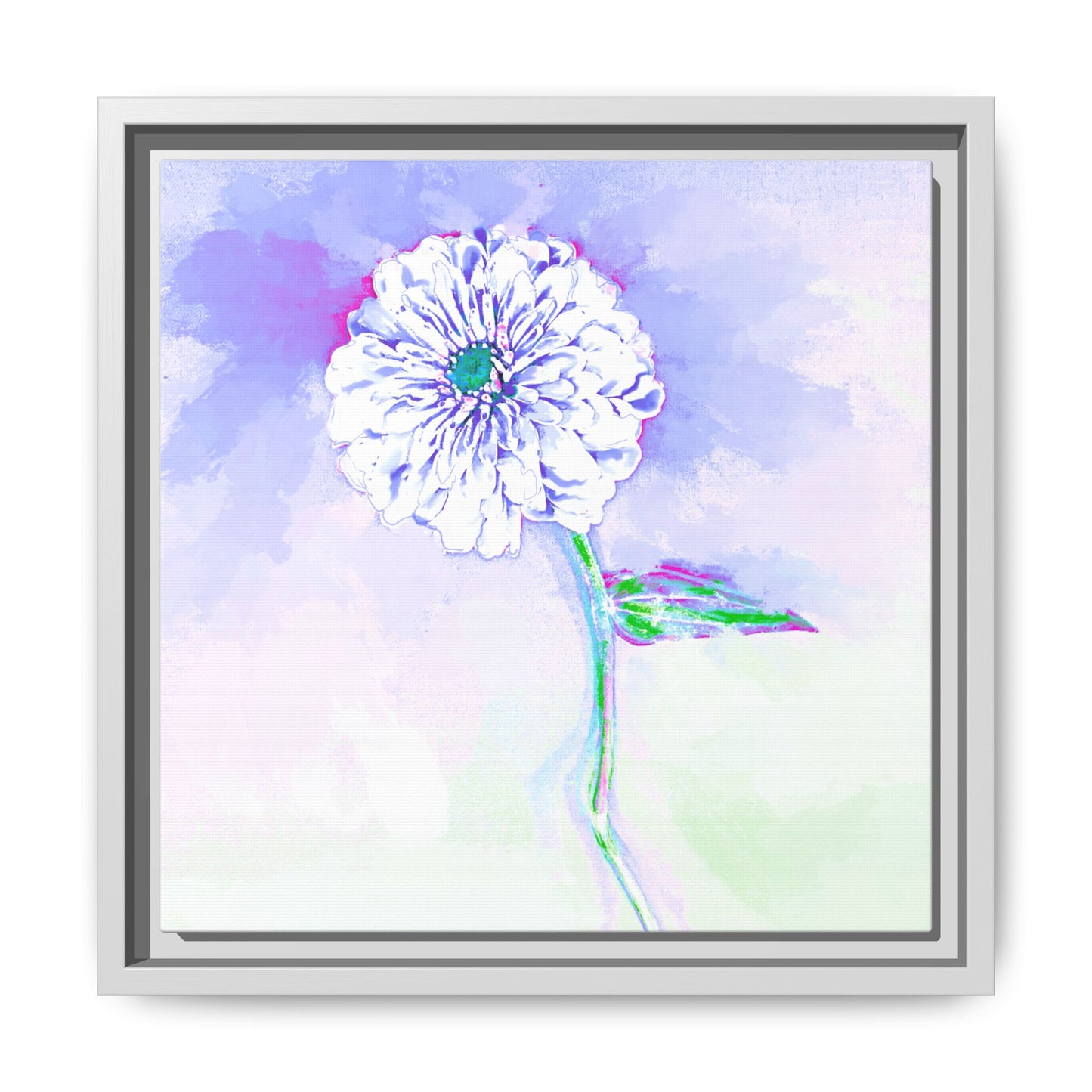 Zinnia Color Splash Matte Canvas Periwinkle Framed