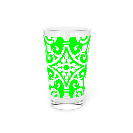 Scrollwork Pint Glass Bright Green