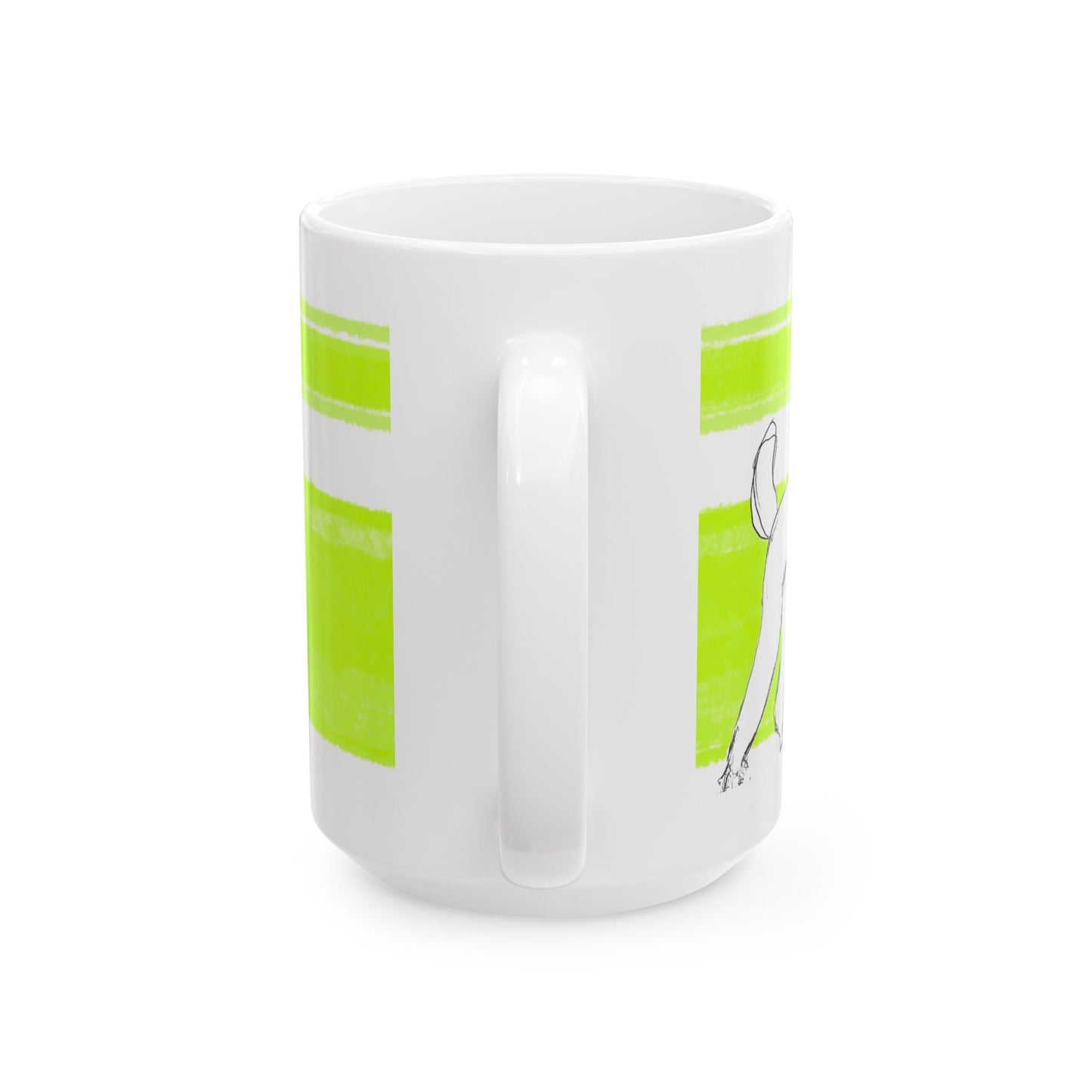 Mega Stripe Dogi Butterfly Flutter Ceramic Mug, (11oz, 15oz), Lime Poodle