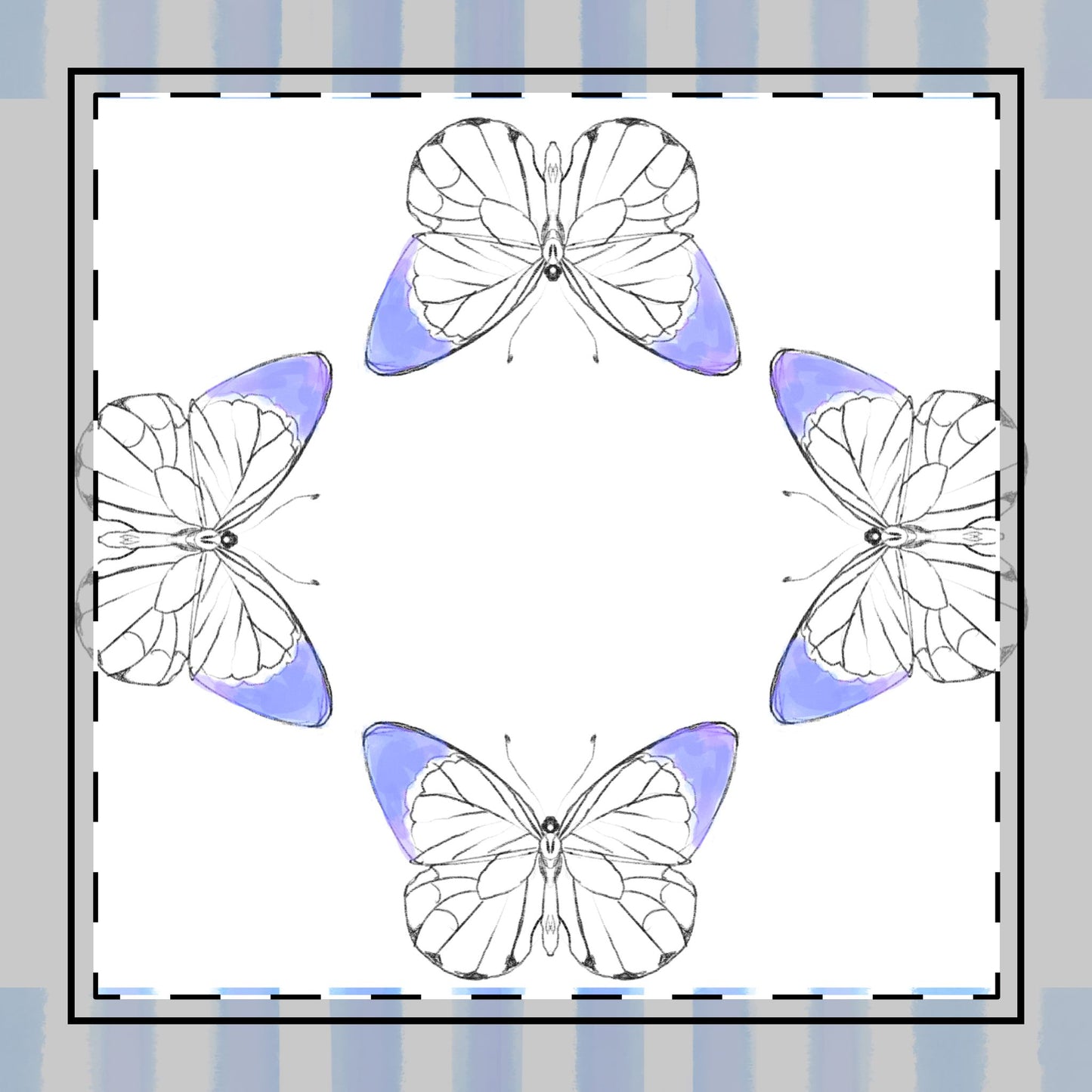 Butterfly Chroma Stripes, Poly Twill Napkin, Periwinkle Blue, Fabric Background Bright White