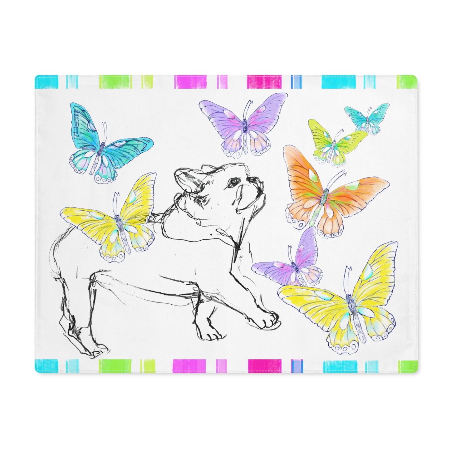 Dogi Butterfly Flutter Cotton Twill Placemat, Bulldog #4