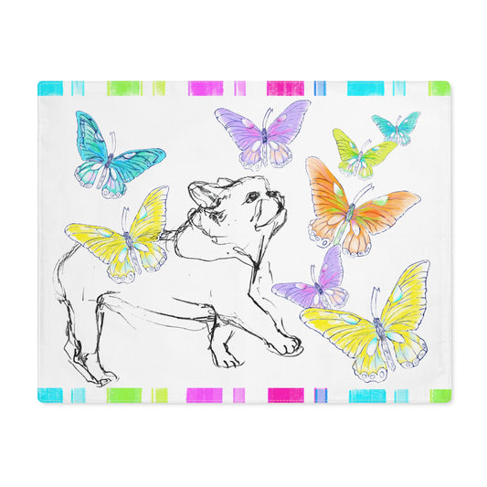Dogi Butterfly Flutter Cotton Twill Placemat, Bulldog #4