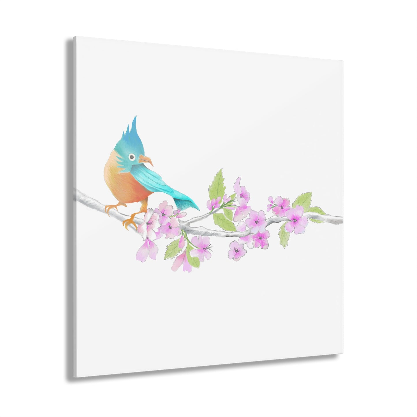 Jolly Birds Acrylic Prints (French Cleat Hanging) turquoise