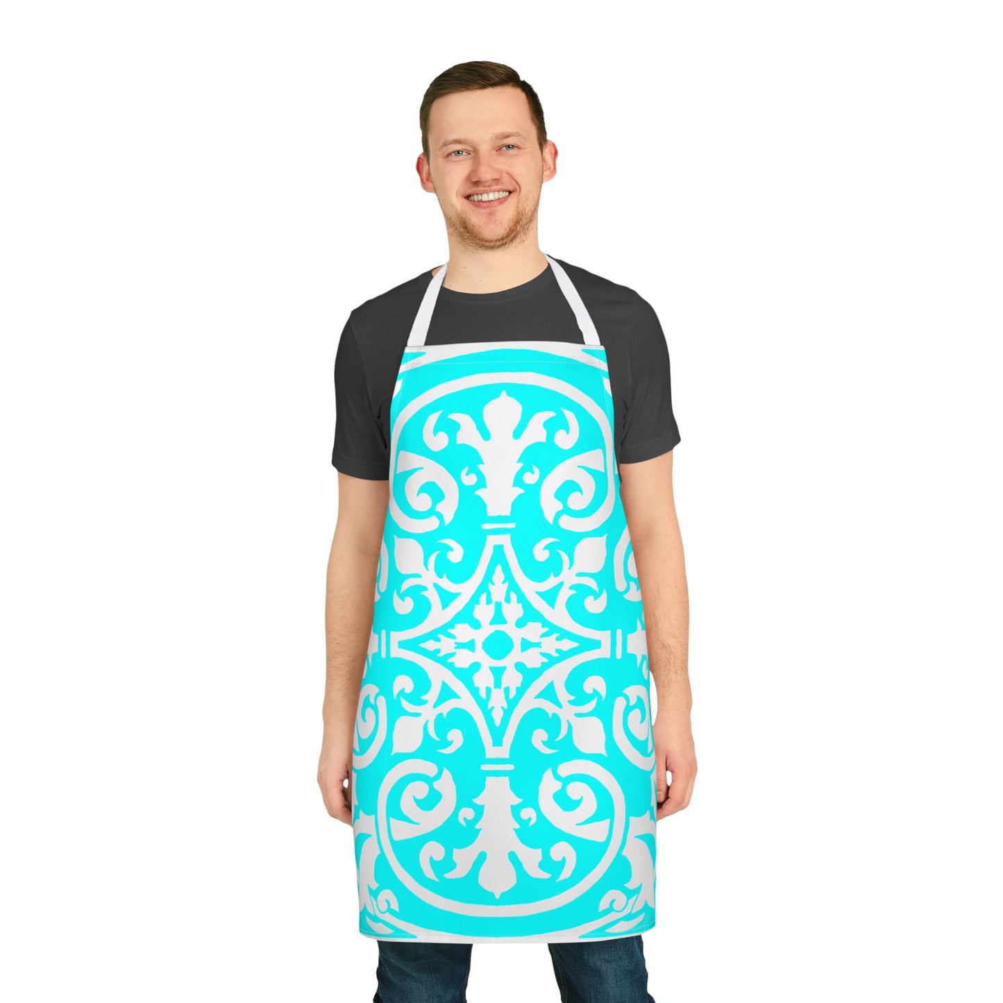 Scrollwork Apron Aqua