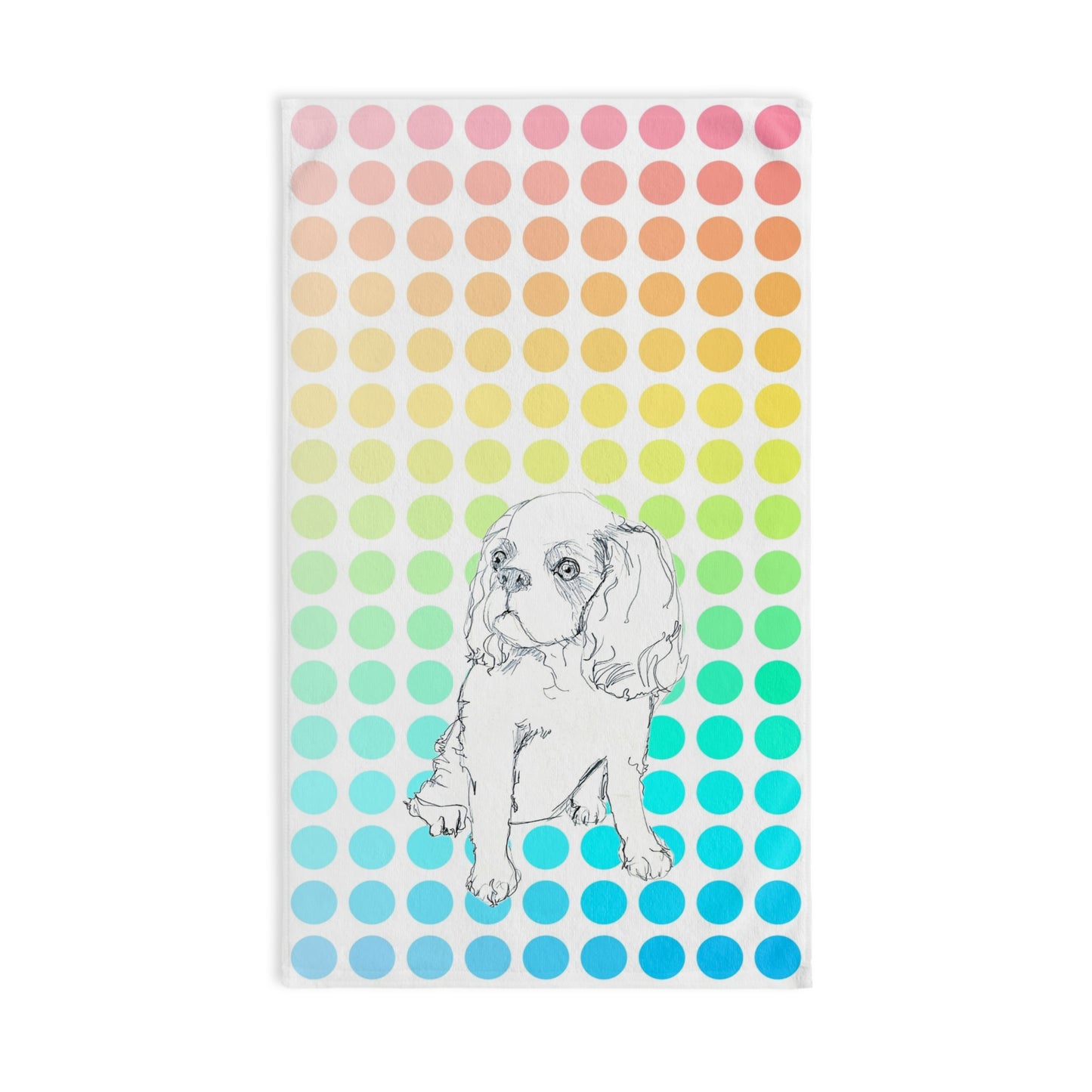 Dogi Fun Hand Towel, Cocker Spaniel and Multi-Color Polka Dots