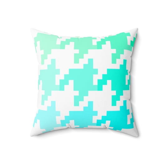 Hounds Tooth Fun Pillow Aqua