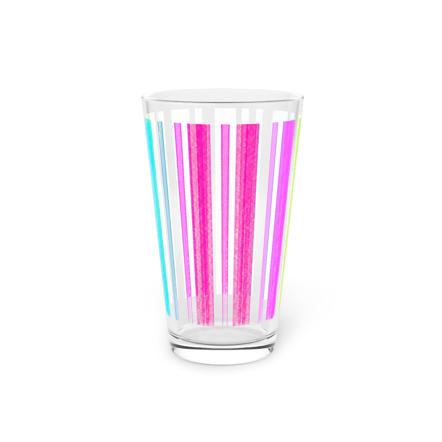 Butterfly Flutterstripe  Pint Glass, 16oz, Pink, Green, Aqua
